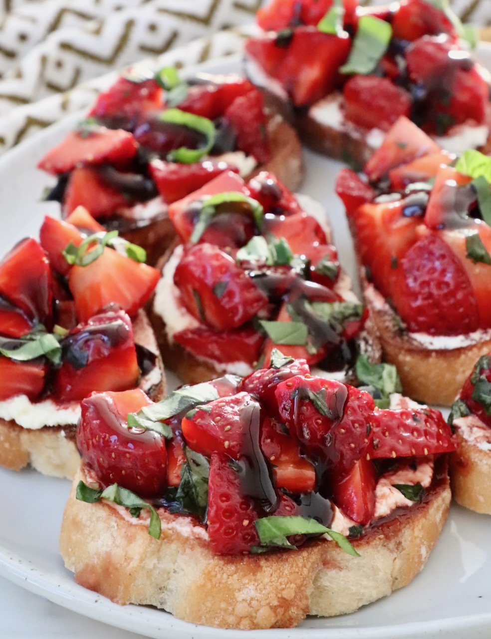 strawberry bruschetta on a plate
