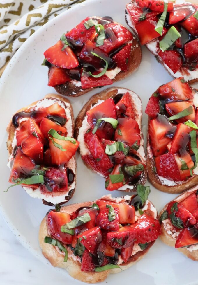 strawberry bruschetta on a plate