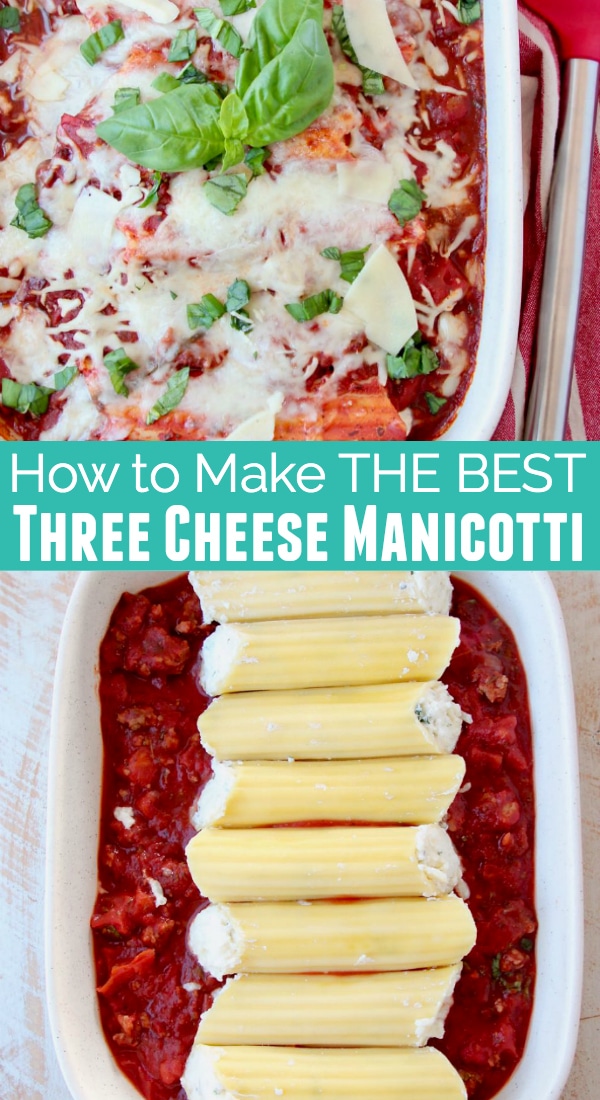 Baked Three Cheese Manicotti Recipe - WhitneyBond.com