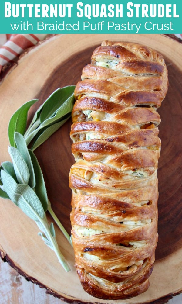 Butternut Squash Sausage Strudel with Puff Pastry Braid | Whitney Bond