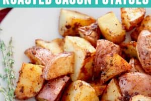 Roasted garlic cajun potatoes on plate