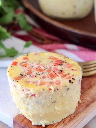 Sous vide egg bite with red bell pepper