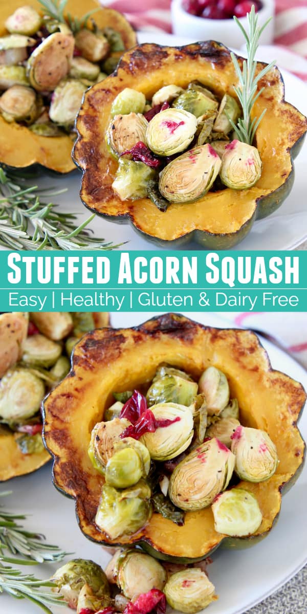 Roasted Stuffed Acorn Squash with Brussels Sprouts