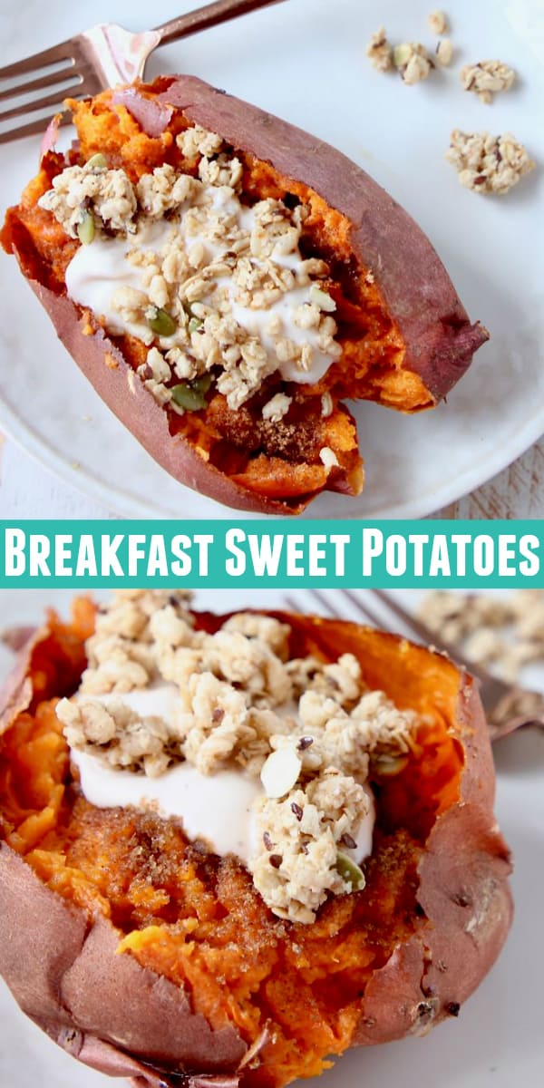 Healthy Breakfast Sweet Potatoes with Granola - WhitneyBond.com