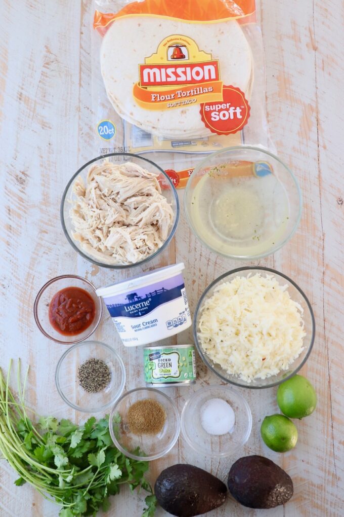 ingredients for chicken enchiladas with green sauce