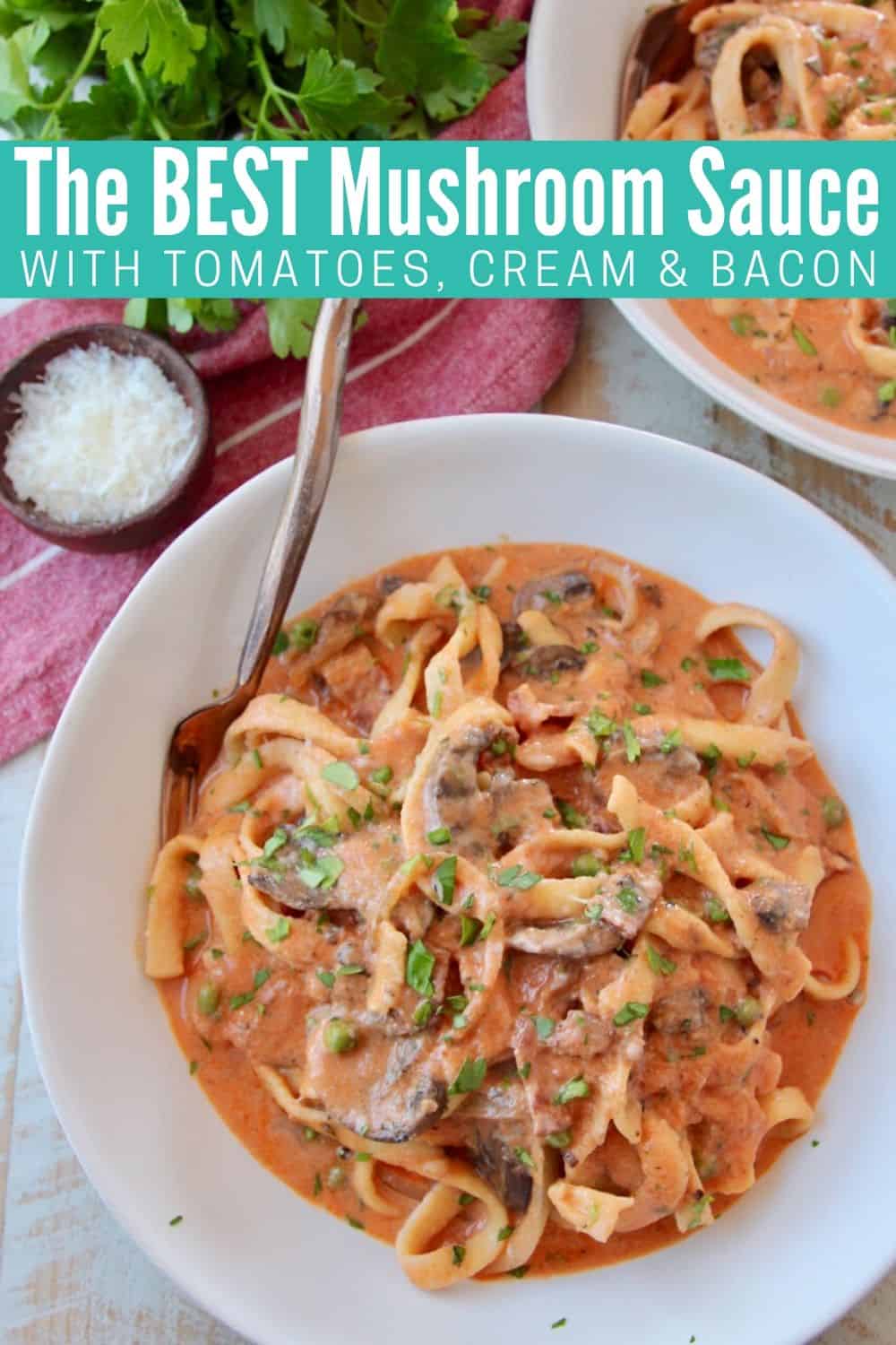 Pasta Boscaiola - Creamy Mushroom and Bacon Sauce