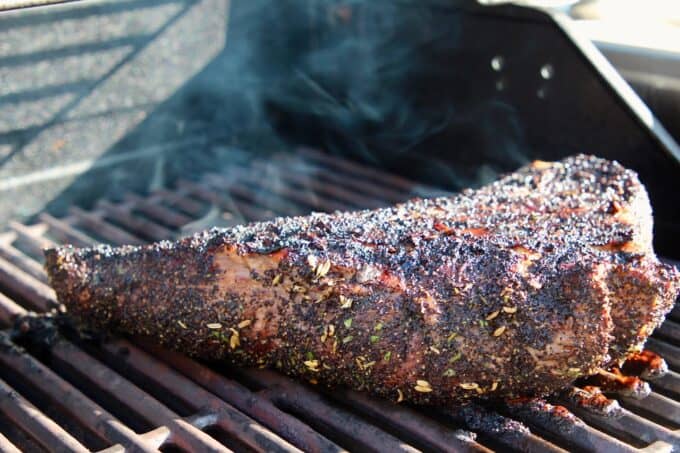 Tri tip steak on grill