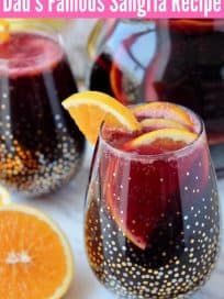 Sangria in glass with orange slices