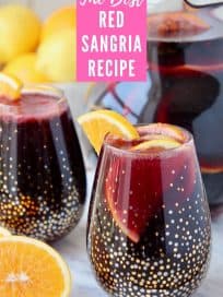 Sangria in glass with orange slices