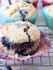 blueberry muffin in paper liner