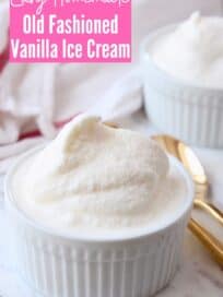 vanilla ice cream in white bowls