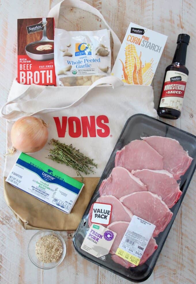 Ingredients for french onion pork chops