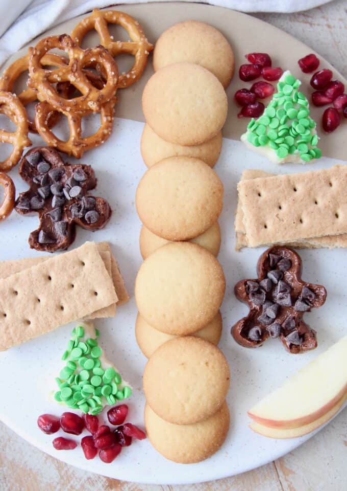 Overhead image of mini holiday dessert board