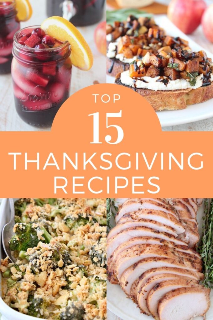 collage of images showing popular Thanksgiving recipes