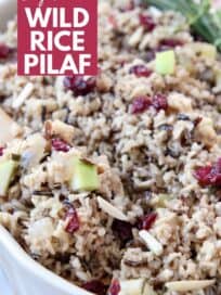 wild rice pilaf in serving dish