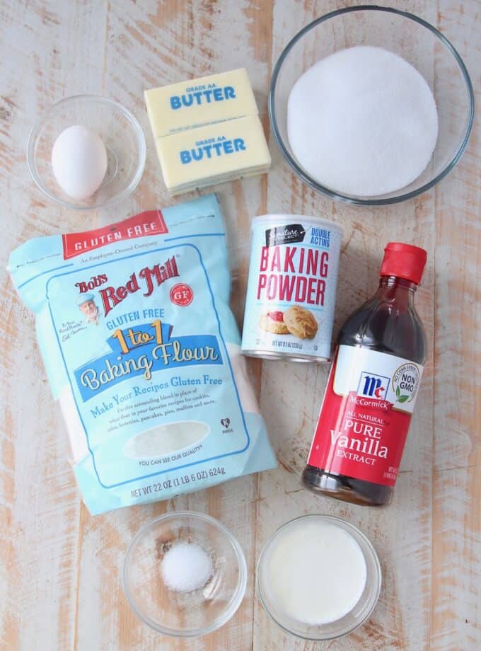 ingredients for gluten free sugar cookies