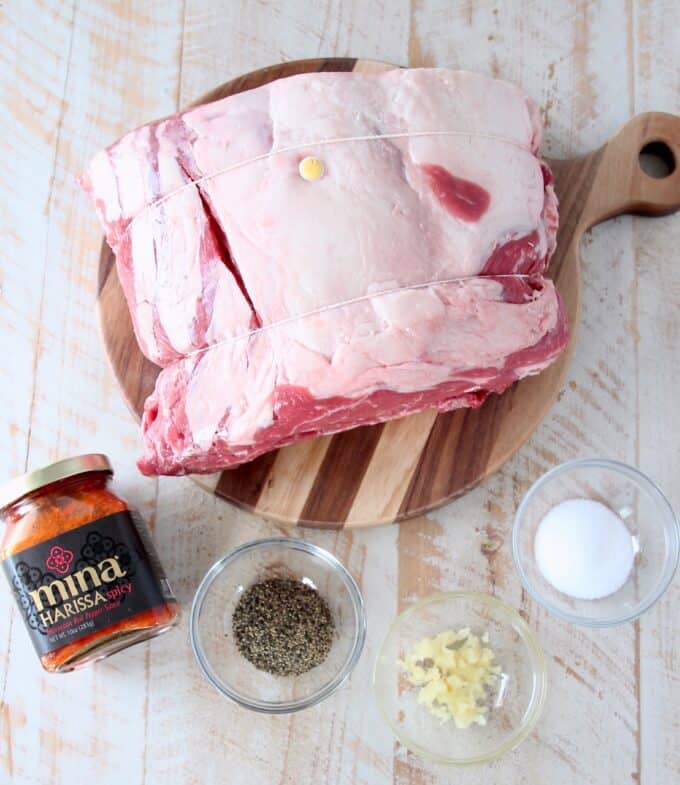 overhead image of ingredients for smoked prime rib