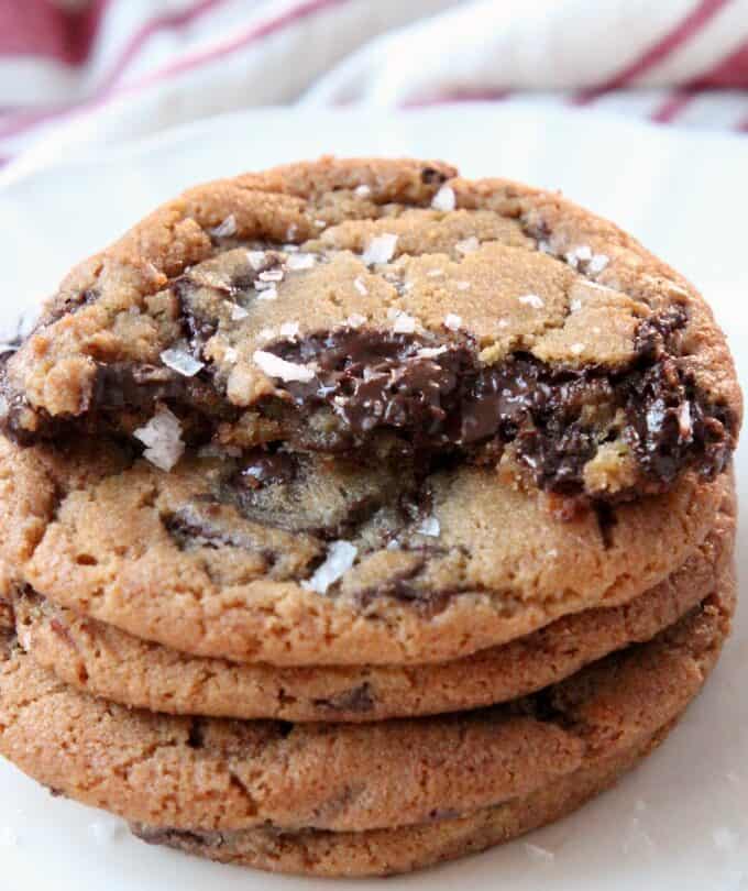 cookies stacked up on plate