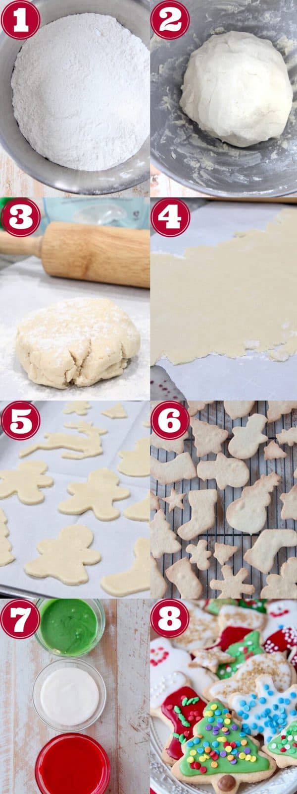 collage of images showing how to make gluten free sugar cookies