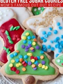 Decorated holiday sugar cookies on plate