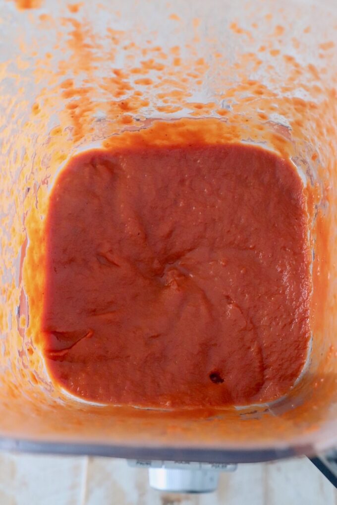 red enchilada sauce blended in blender