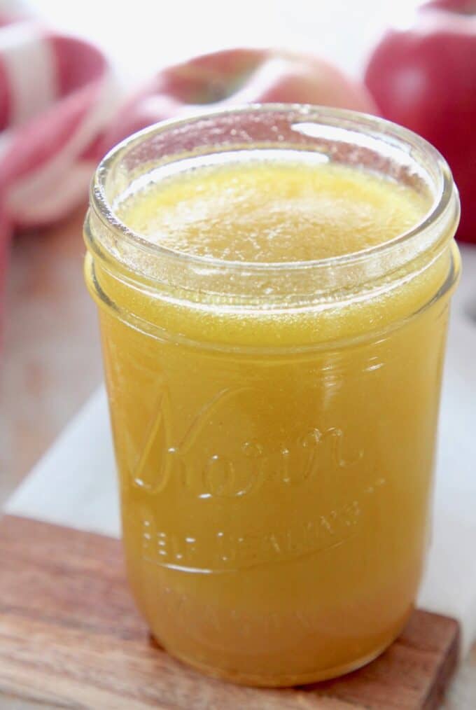 mason jar filled with fuji apple salad dressing