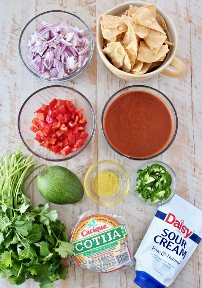 ingredients for chilaquiles rojos