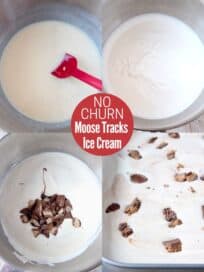 collage of images showing how to make homemade moose tracks ice cream