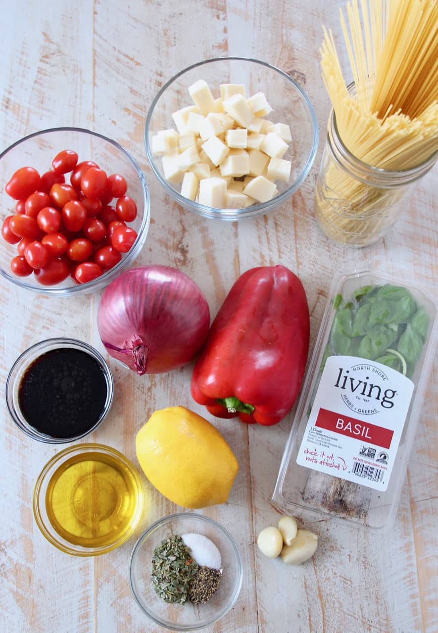 ingredients for caprese pasta