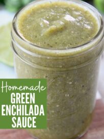 green enchilada sauce in mason jar