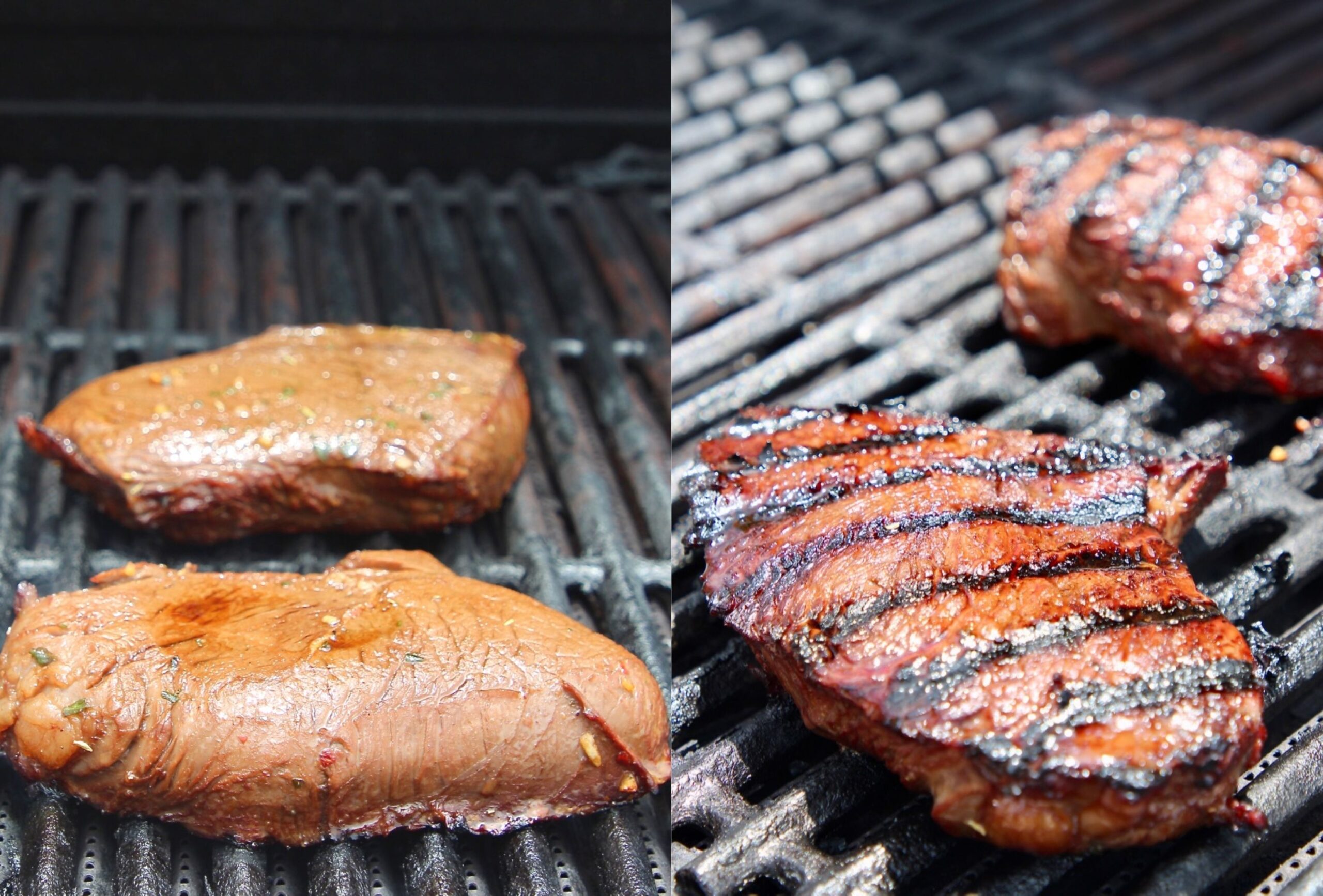 sirloin steaks on grill