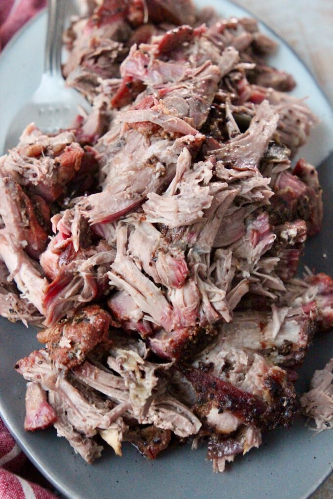 pulled pork on gray plate