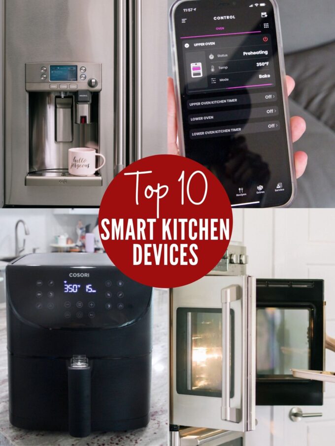 collage of images showing smart kitchen appliances