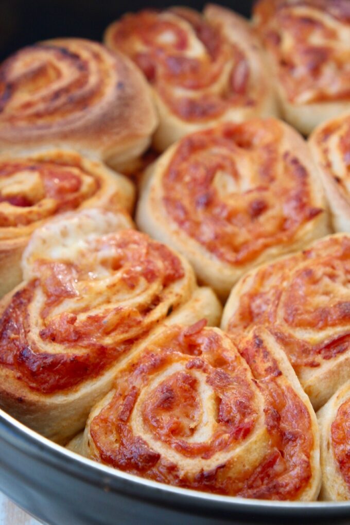 pizza rolls in baking dish
