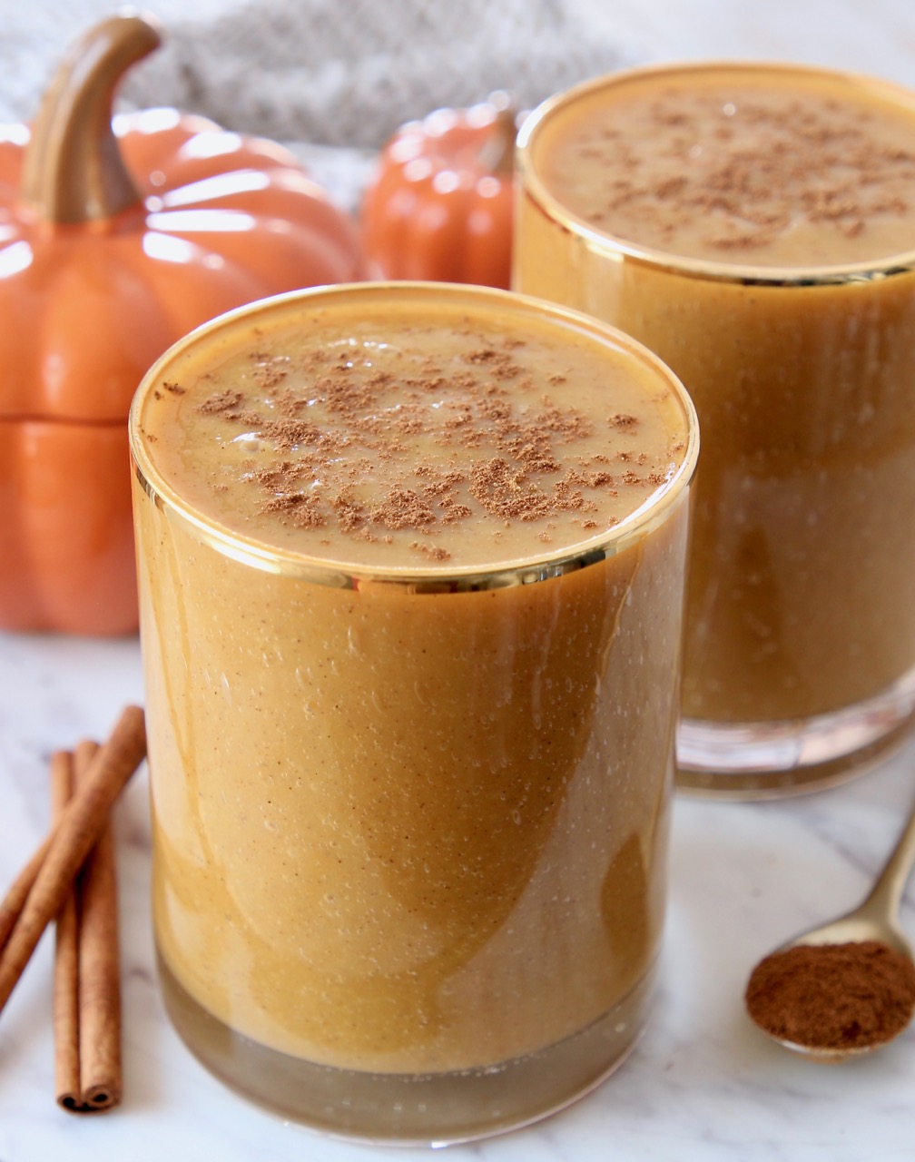 pumpkin banana smoothie in glass