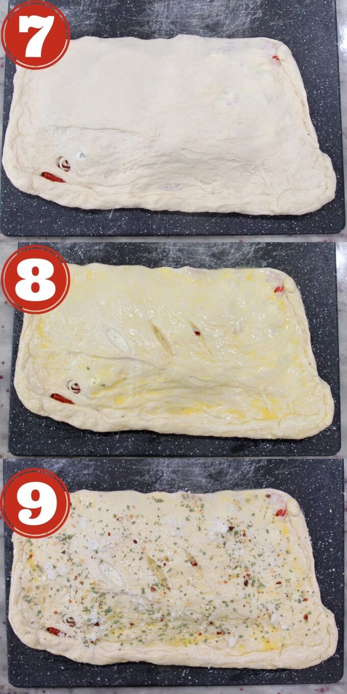 collage of images showing how to make a calzone