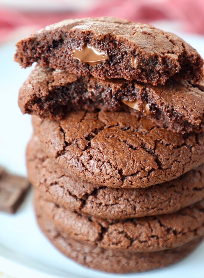 stack of chocolate cookies on plate