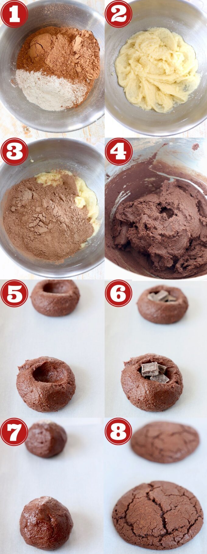 collage of images showing how to make chocolate cookies