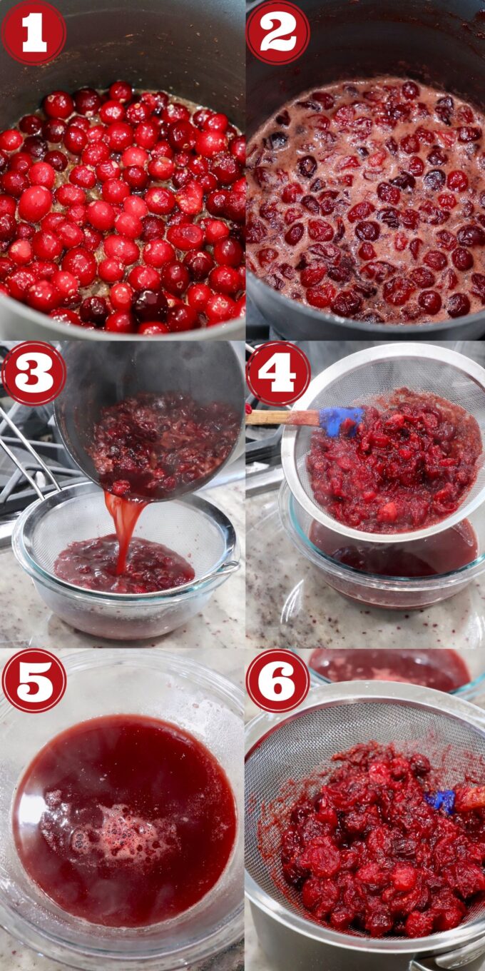 collage of images showing how to make cranberry glaze