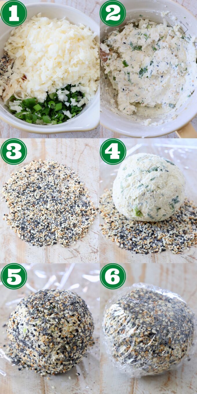 collage of images showing how to make a cheese ball