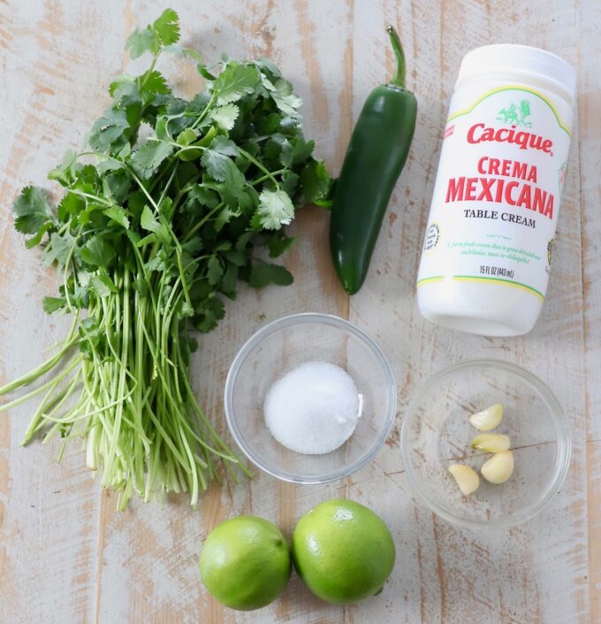ingredients for cilantro lime sauce