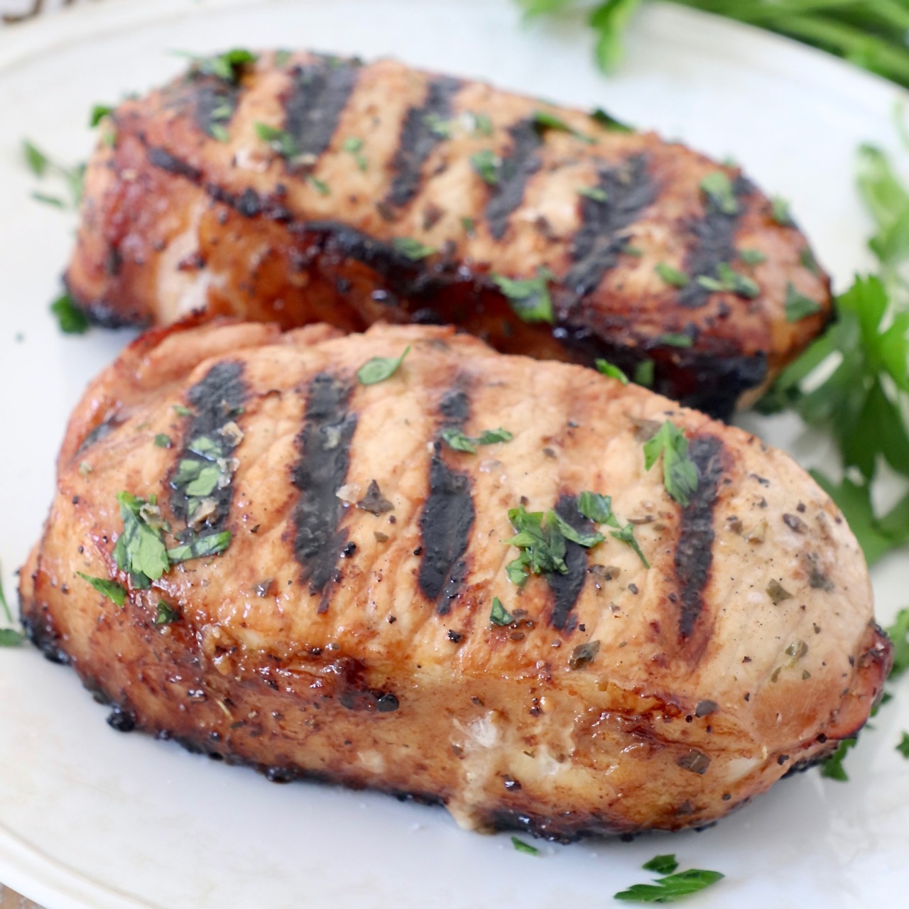 grilled pork chops on plate