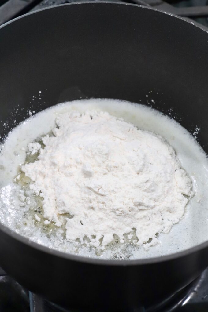 melted butter and flour in a saucepan