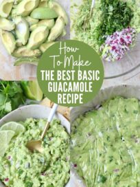 collage of images showing how to make guacamole