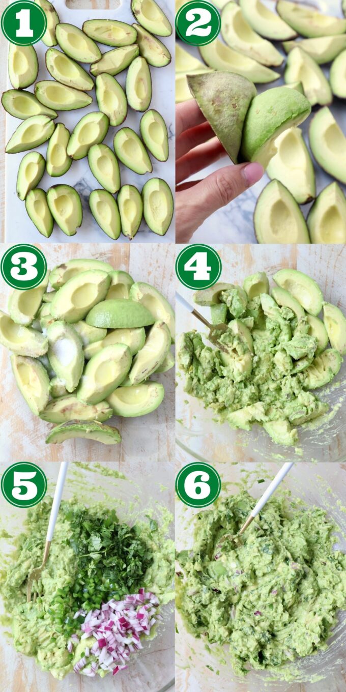 collage of images showing how to make guacamole