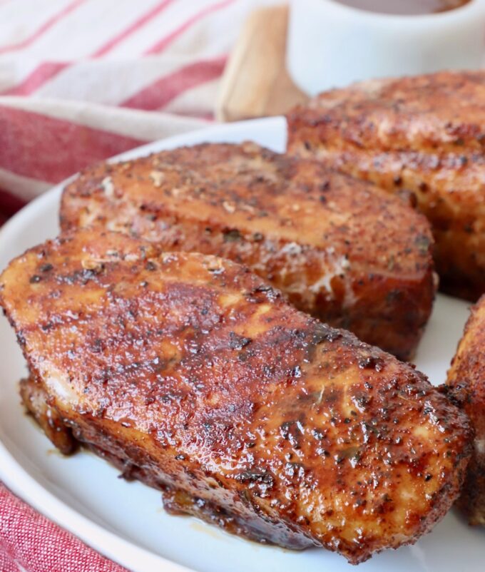 smoked pork chops on plate