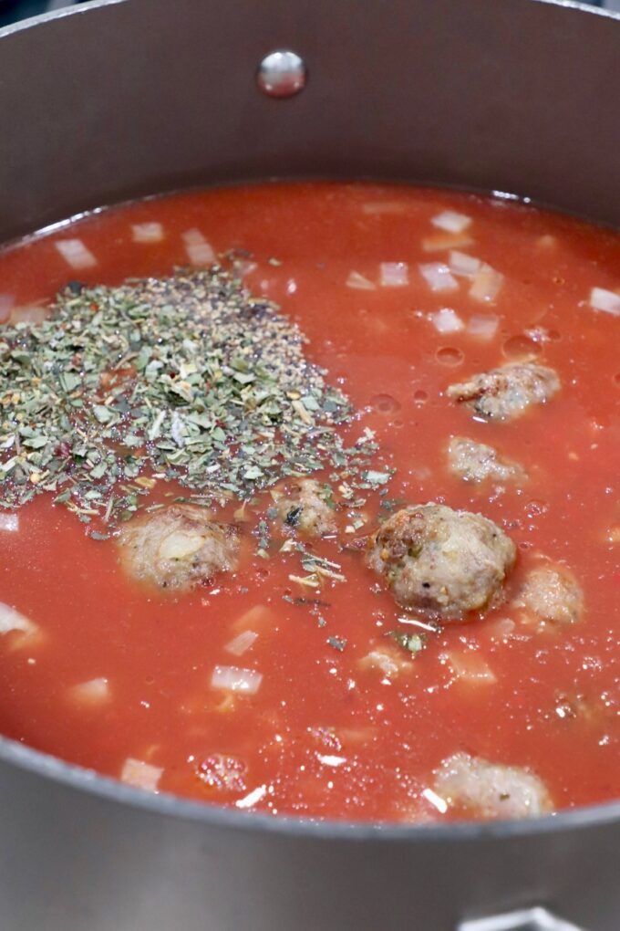 meatball soup in pot
