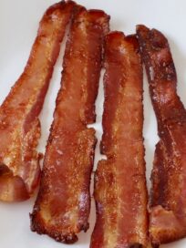 crispy cooked bacon on plate