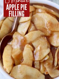 apple pie filling in bowl with spoon