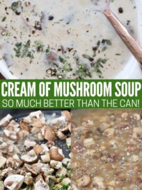 collage of images showing how to make cream of mushroom soup